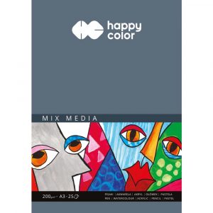 Happy Color, Blok MIX MEDIA, ART, biały, A3, 200g, 25 arkuszy HA 3720 3040-A25