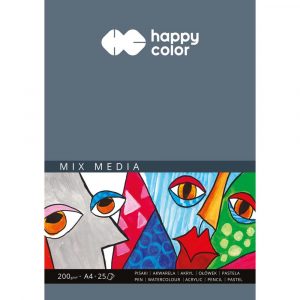Happy Color, Blok MIX MEDIA, ART, biały, A4, 200g, 25 arkuszy HA 3720 2030-A25