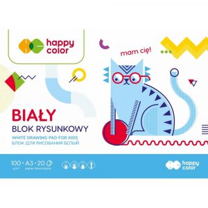 Happy Color, Blok rysunkowy Happy Friends, biały, A3, 100g, 20 arkuszy HA 3710 3040-M0