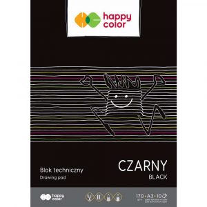 Happy Color, Blok techniczny, czarny, A3, 170g, 10 arkuszy HA 3717 3040-9