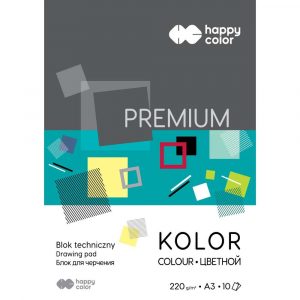 Happy Color, Blok techniczny PREMIUM, kolorowy, A3, 220g, 10 arkuszy HA 3722 3040-09