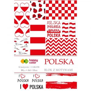 Happy Color, Blok z motywami POLSKA, A4, 80g, 10 arkuszy, 10 motywów HA 3808 2030-PL