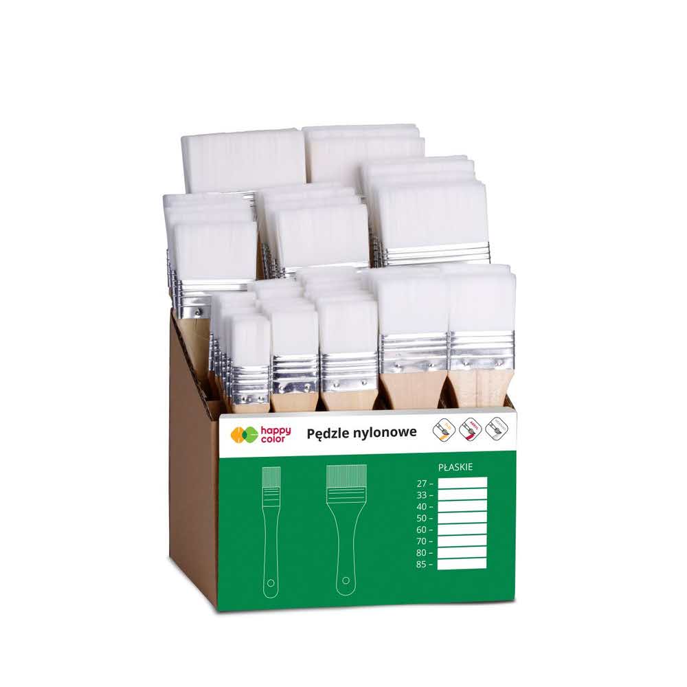 Happy Color, Display - Pędzle szerokie nylonowe, płaskie, 56 szt. HA DP25-N56 - obrazek 2