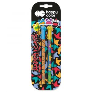 Happy Color, Długopis żelowy HAPPY CATS, niebieski, 0.5 mm, blister, 2 szt. HA AGPB5071-3 BK2