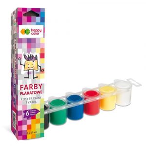 Happy Color, Farba plakatowa tempera, 6 kolorów x 25 ml HA 3310 0025-K6