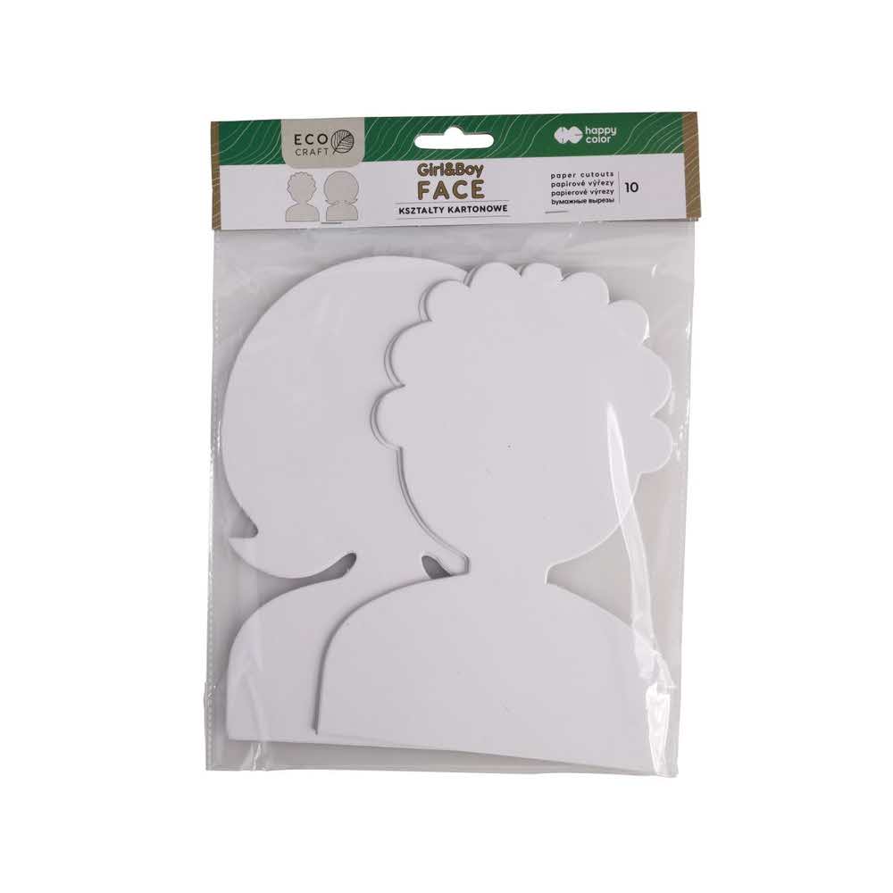 Happy Color, Kształty kartonowe FACE Boy&Girl, 20 cm, 10 szt. HA 4522 2014-FC10