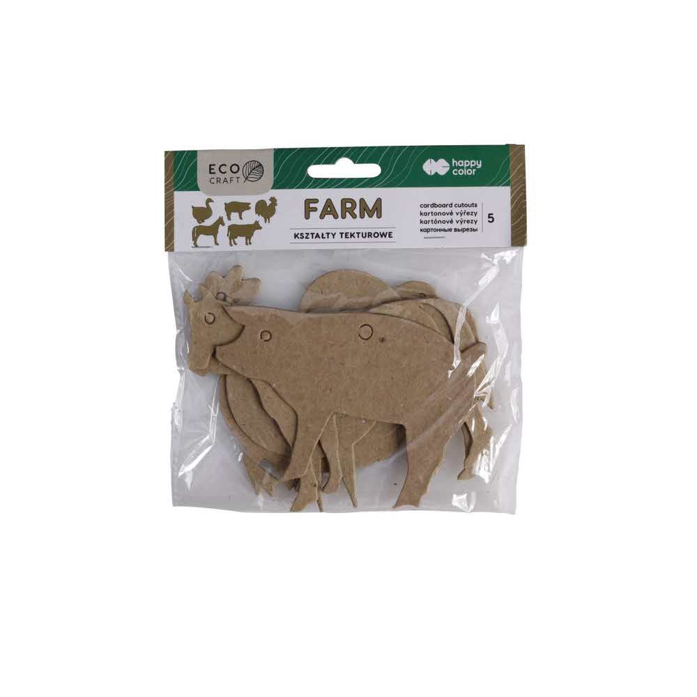 Happy Color, Kształty tekturowe FARM, 10x6 cm, 5 szt. HA 4512 1006-FA5