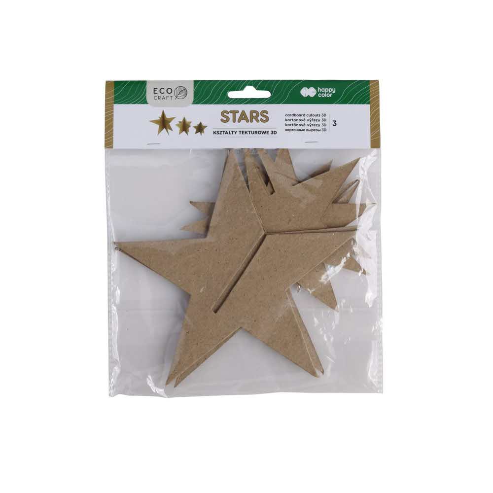 Happy Color, Kształty tekturowe STARS, 9-18 cm, 3 szt. HA 4513 1813-ST3