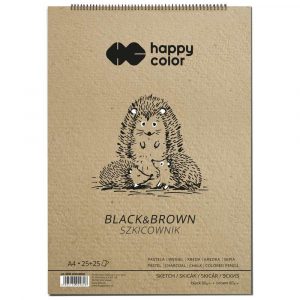 Happy Color, Szkicownik na spirali BLACK&BROWN, A4, 80g, 50 arkuszy HA 3808 2030-BB50
