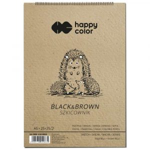 Happy Color, Szkicownik na spirali BLACK&BROWN, A5, 80g, 50 arkuszy HA 3808 1520-BB50