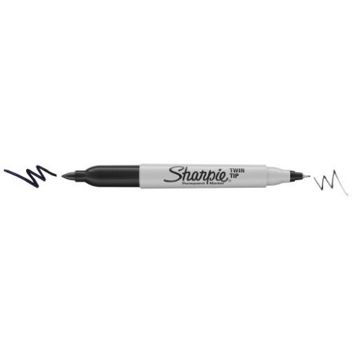 Marker permanentny Sharpie Twin Tip dwustronny na blistrze (UF 0,5 mm, F 1,0 mm) - czarmy - obrazek 4