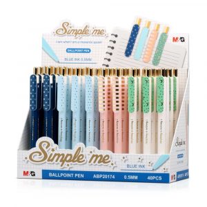 M&G, Display - Długopis automatyczny Simple Me, 0.5mm, niebieski, 40 szt. MG ABP20174 KP40