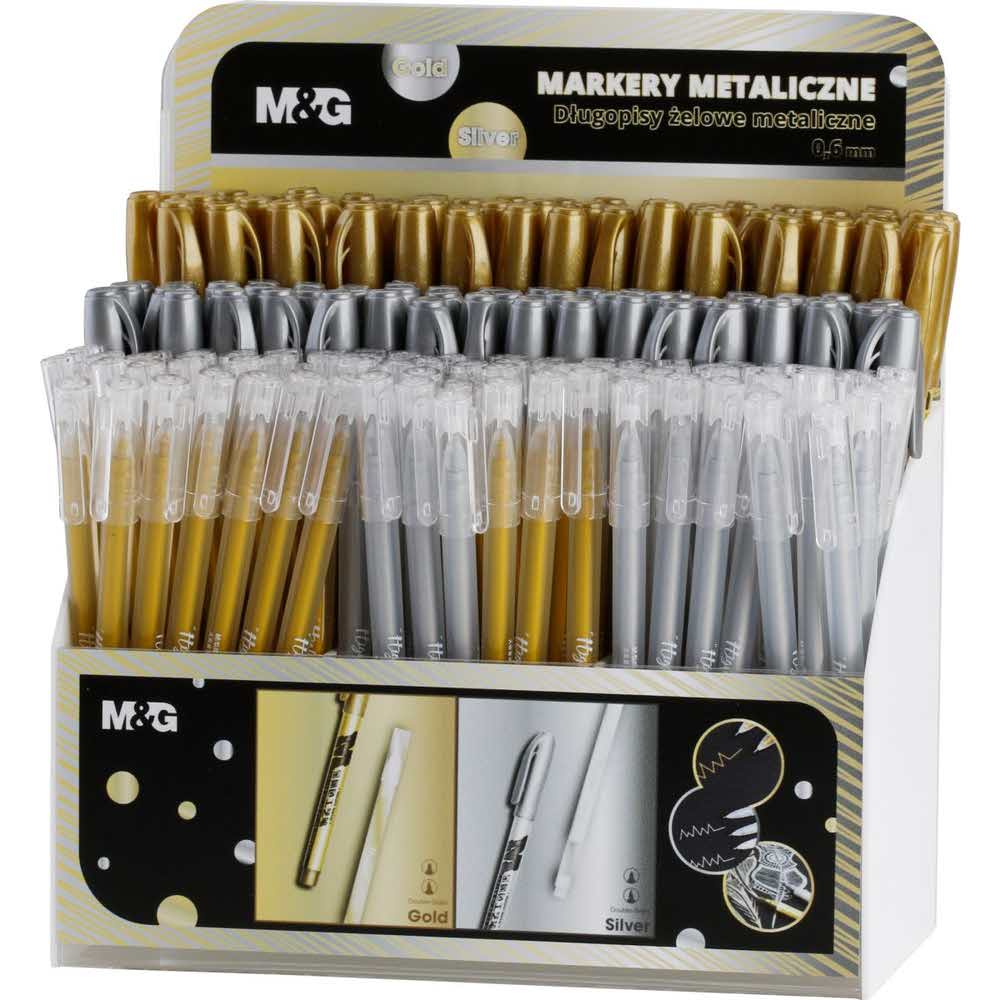 M&G, Display - Markery metaliczne i długopisy żelowe, złote i srebrne MIX, 168 szt. MG AWBYAGPY D168