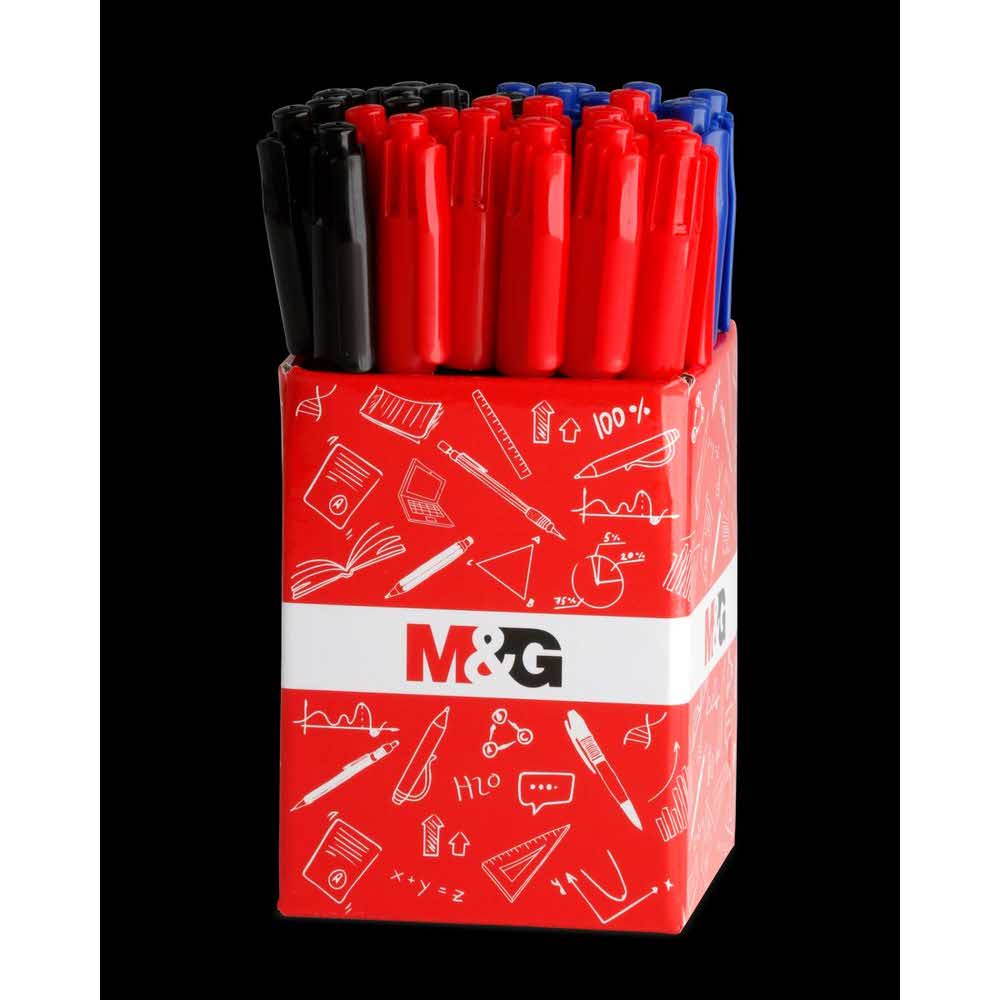 M&G, Display - Pisak dwustronny Double Marker, czerwony, niebieski, czarny 0.8 mm/2.8 mm, 36 szt. MG APM21372M1 D36