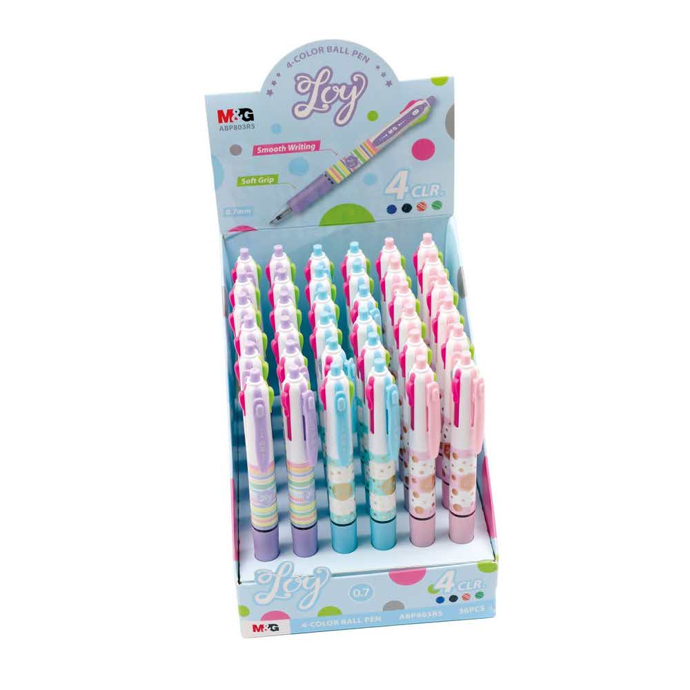M&G, Długopis automatyczny Joy, 0.7 mm, 4 kolorowy MG ABP803R5 KP36