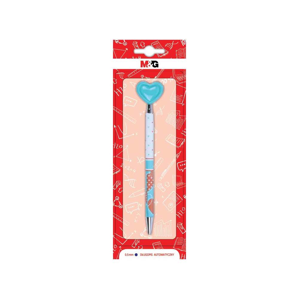 M&G, Długopis automatyczny Serce 2, 0.5 mm, niebieski MG ABP87575 BK