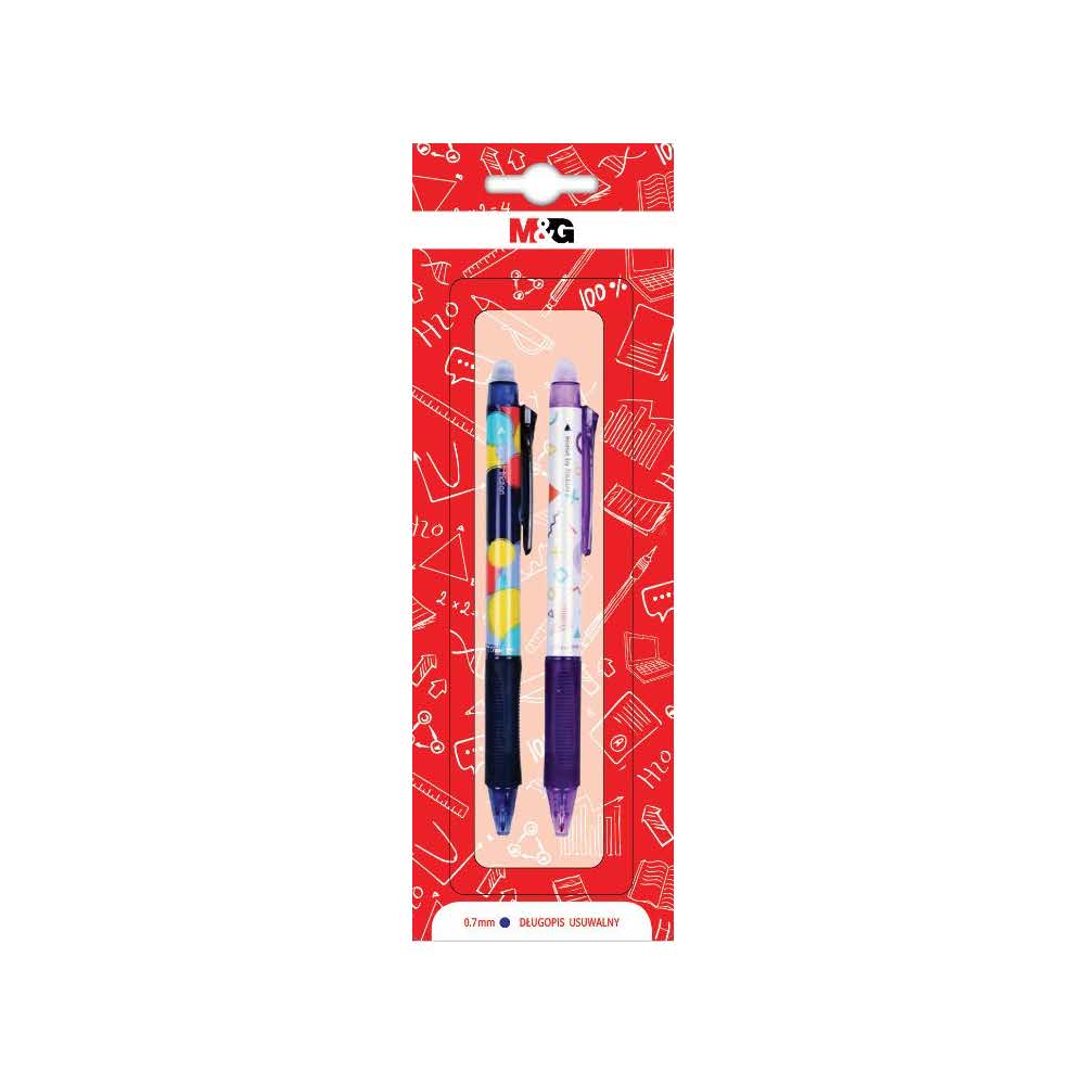 M&G, Długopis usuwalny iErase POP, automatyczny, 0.7 mm, niebieski, 2 szt. MG AKPH3276 BK2