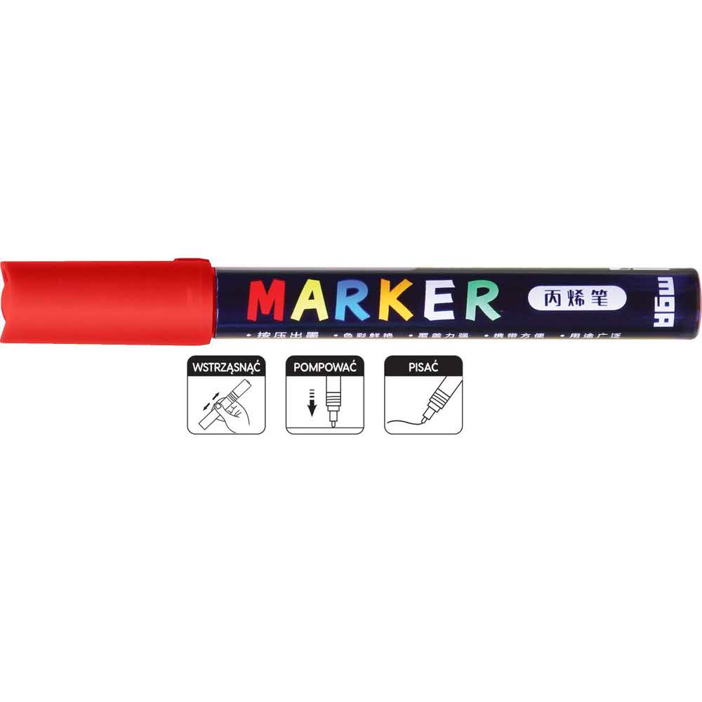 M&G, Marker akrylowy 1-2 mm, czerwony MG ZPLN6570-2