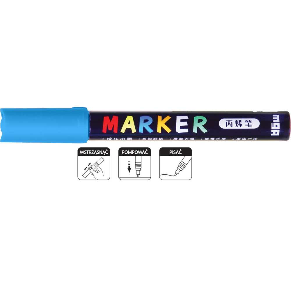M&G, Marker akrylowy 1-2 mm, lazurowy MG ZPLN6570-34