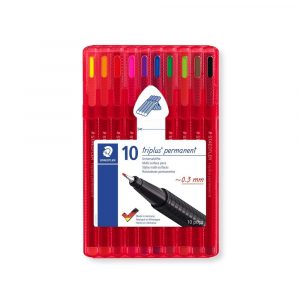 Staedtler, Cienkopis permanentny triplus, trójkątny, 10 kolorów, w etui S 331 SB10