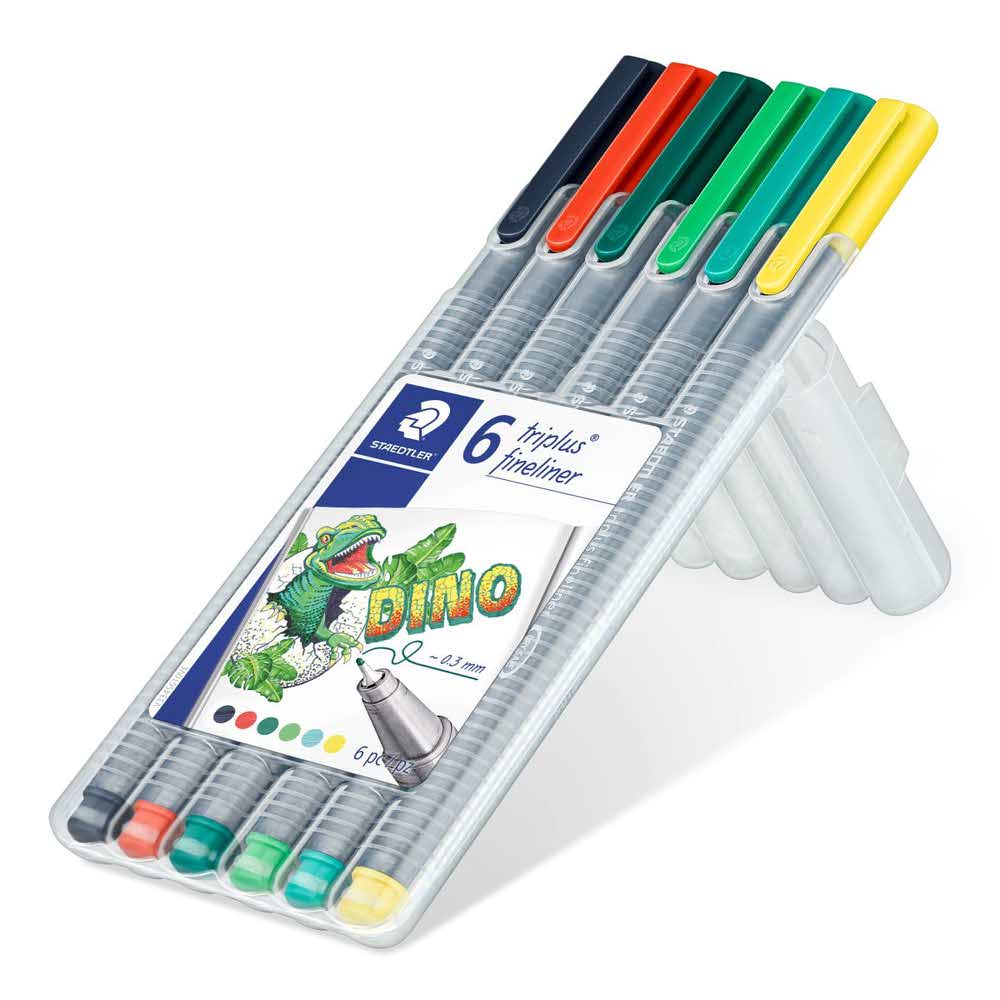 Staedtler, Cienkopis triplus DINO, 6 kolorów, w etui S 334 SB6CS10