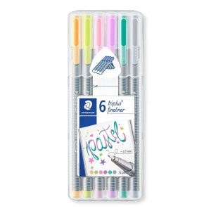 Staedtler, Cienkopis trójkątny triplus, pastelowe, 0.3 mm, 6 kolorów, w etui S 334 SB6CS1