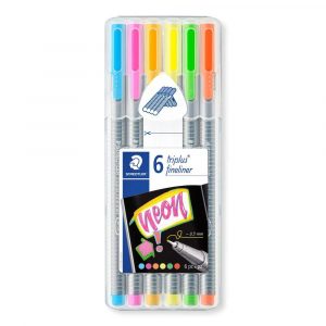 Staedtler, Cienkopisy trójkątne triplus®, neon, 0.3 mm, kolorów 6, w etui S 334 SB6CS3