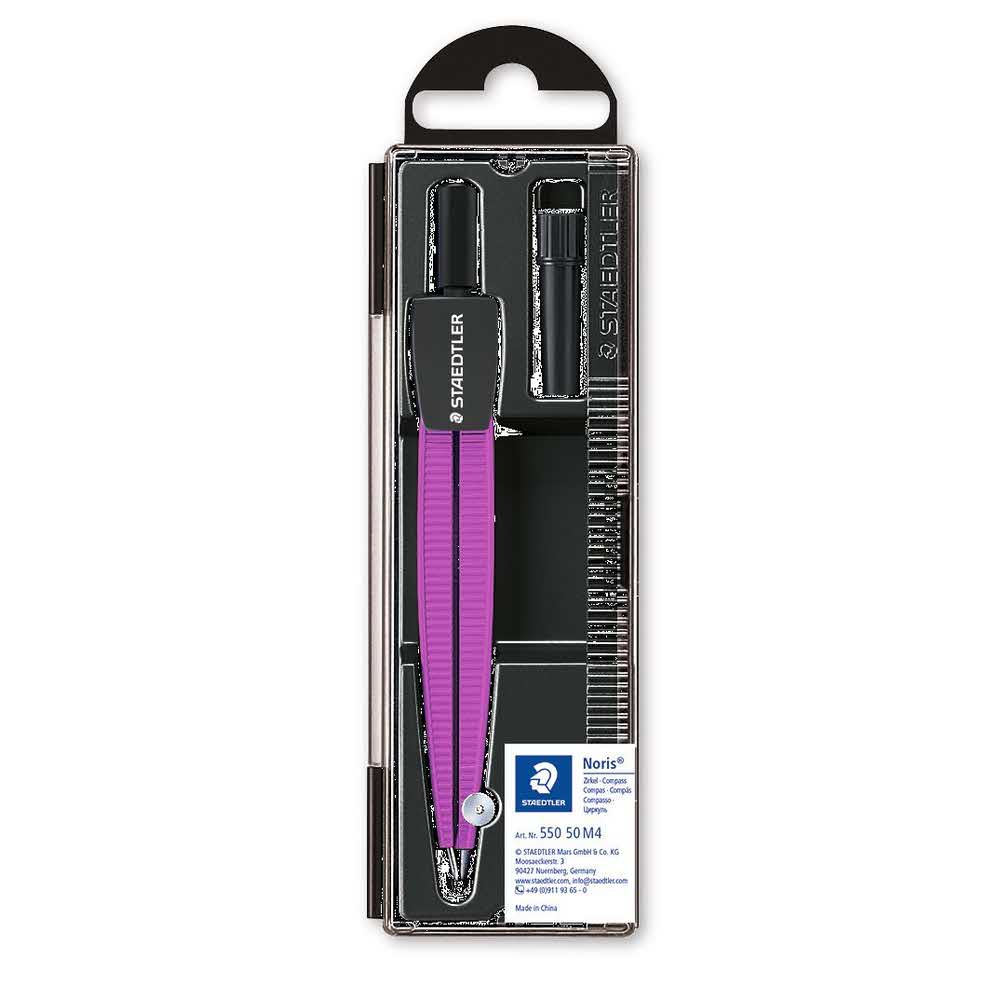 Staedtler, Cyrkiel szkolny, fioletowy, z etui na grafity S 550 50 M4