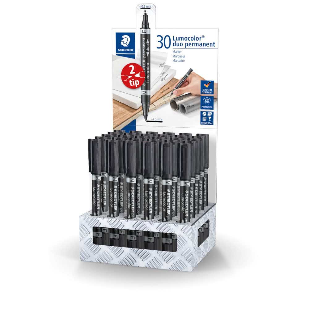 Staedtler, Dispaly - Pisak dwustronny Lumocolor Duo,czarny, 30 szt. S 348-9 CA30