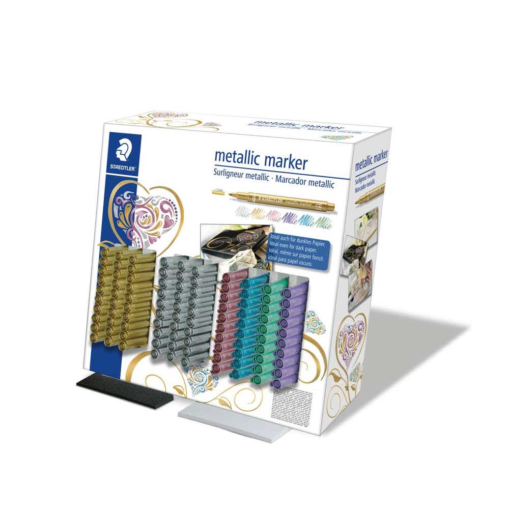 Staedtler, Display - Marker metaliczny Metallic, okrągła końcówka, 6 kolorów, 100 szt. S 8323 CA100