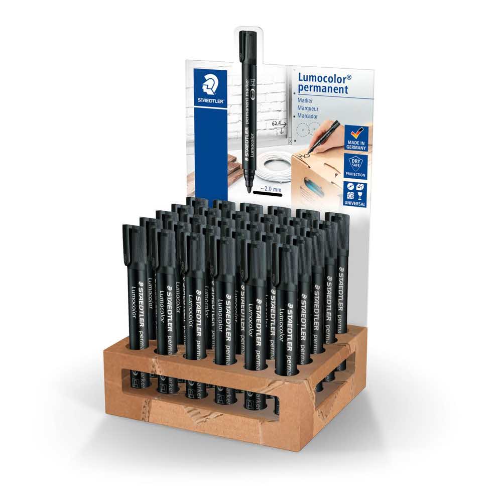 Staedtler, Display - Marker wodoodporny Lumocolor, czarny, okrągły, 30 szt. S 352-9 CA30