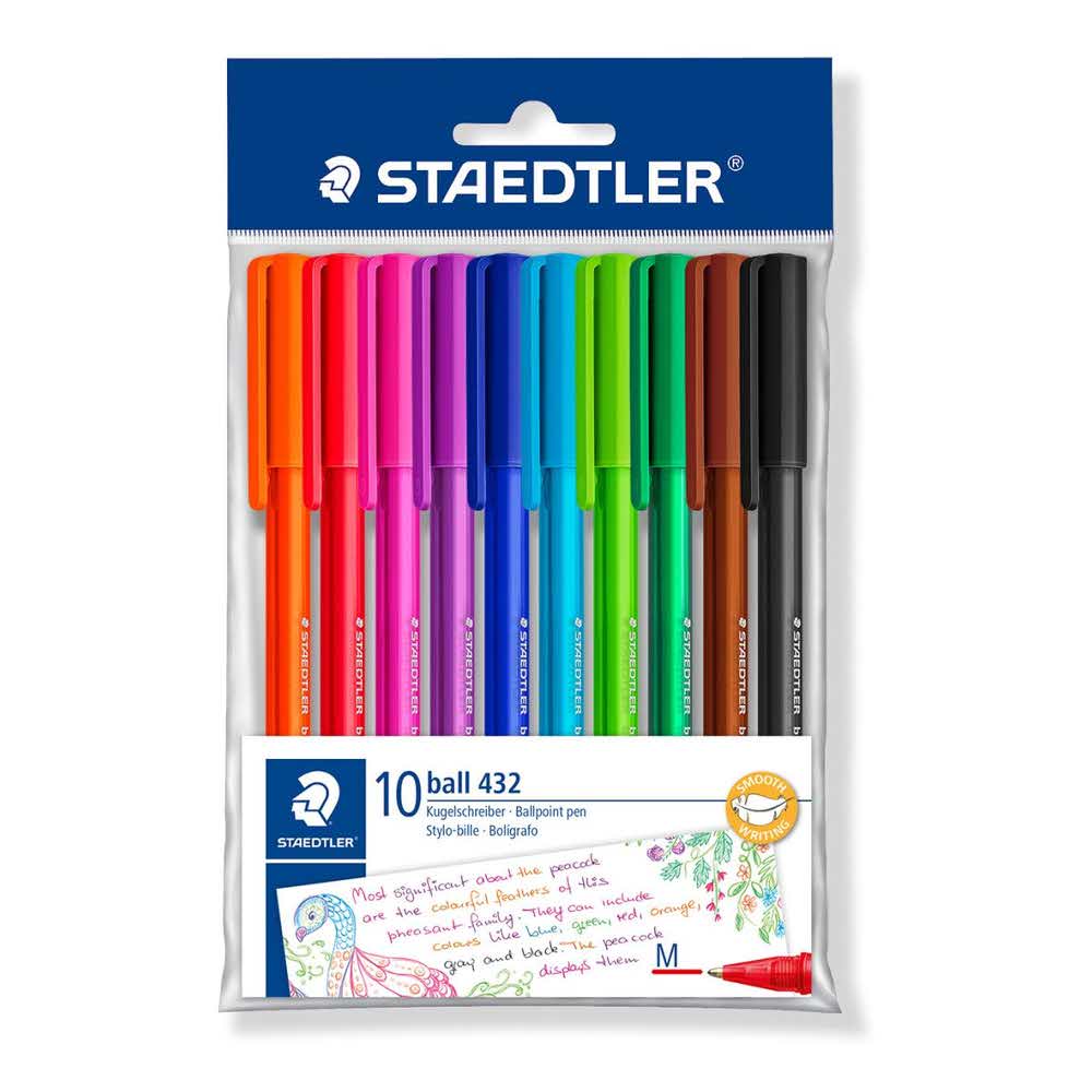 Staedtler, Długopis trójkątny, M, w torebce, 10 kolorów S 432 35MPB10