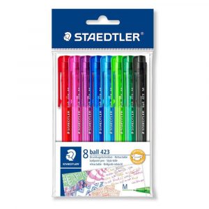 Staedtler, Długopis trójkątny z przyciskiem, M, 8 kolorów S 423 35MPB8