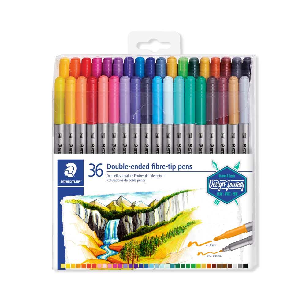 Staedtler, Flamastry dwustronne Design Journey, 3 mm i 0.5-0.8 mm, 36 kolorów S 3200 TB36