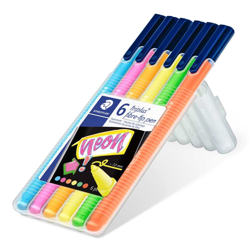 Staedtler, Flamastry triplus, NEON, 6 kolorów, w etui S 323 SB6CS1 - obrazek 2
