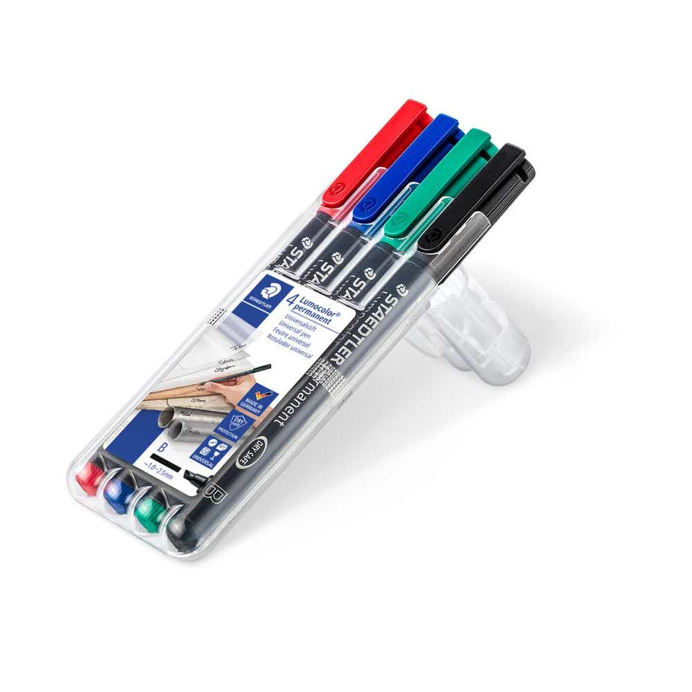 Staedtler, Foliopis wodoodporny Lumocolor, B, 4 kolory, w etui S 314 WP4 - obrazek 2