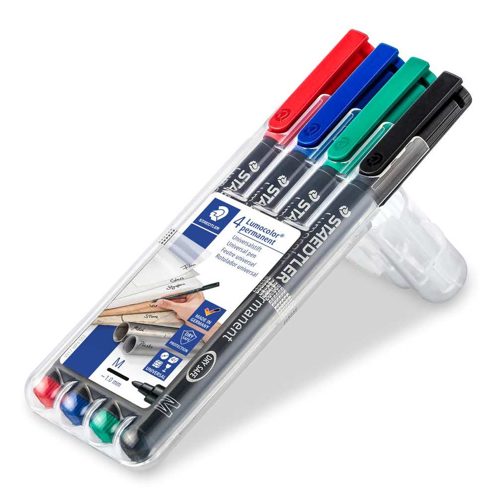 Staedtler, Foliopis wodoodporny Lumocolor, M, 4 kolory, w etui S 317 WP4