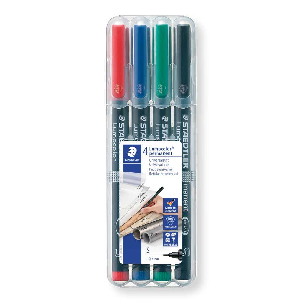 Staedtler, Foliopis wodoodporny Lumocolor, S, 4 kolory, w etui S 313 WP4