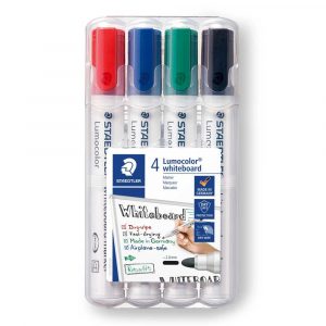 Staedtler, Marker do białych tablic whiteboard Lumocolor, okrągły, 4 kolory, w etui S 351 WP4