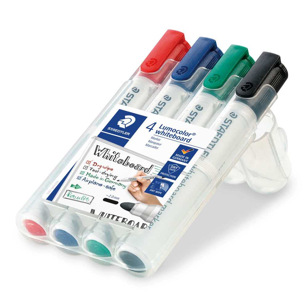 Staedtler, Marker do białych tablic whiteboard Lumocolor, okrągły, 4 kolory, w etui S 351 WP4 - obrazek 2