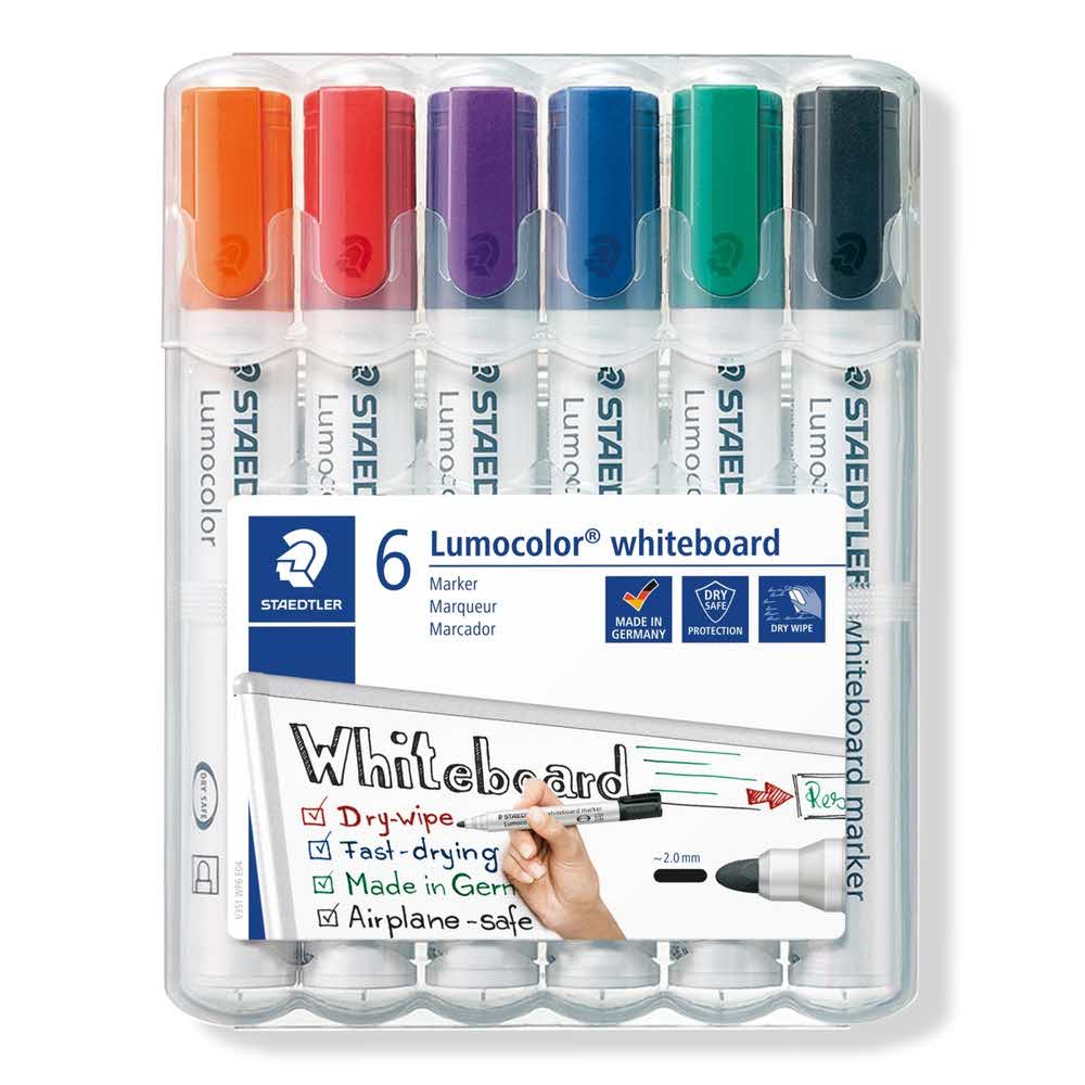 Staedtler, Marker do białych tablic whiteboard Lumocolor, okrągły, 6 kolorów, w etui S 351 WP6