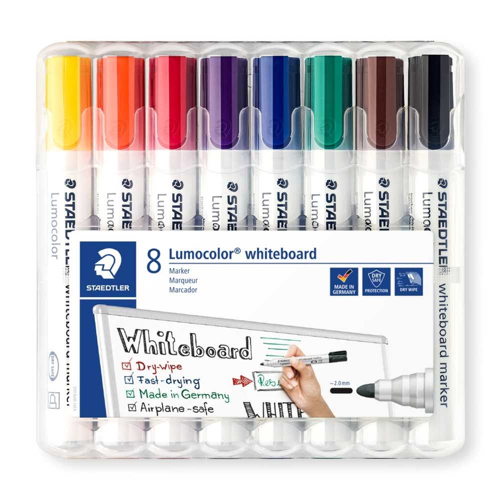 Staedtler, Marker do białych tablic whiteboard Lumocolor, okrągły, 8 kolorów, w etui S 351 WP8