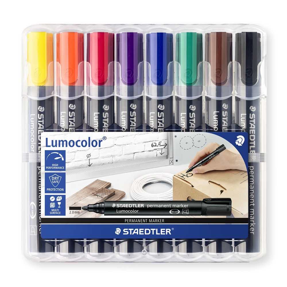 Staedtler, Marker permanentny Lumocolor, okrągły, 8 kolorów, w etui S 352 WP8