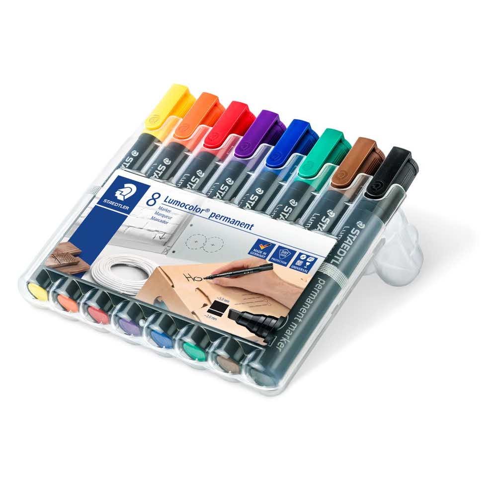 Staedtler, Marker do białych tablic whiteboard Lumocolor, ścięty, 8 kolorów, w etui S 350 WP8 - obrazek 2