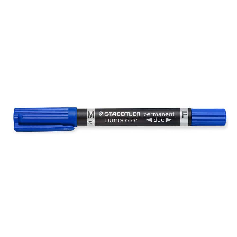 Staedtler, Pisak dwustronny Lumocolor Duo, niebieski, wodoodporny, F, M S 348-3 - obrazek 2