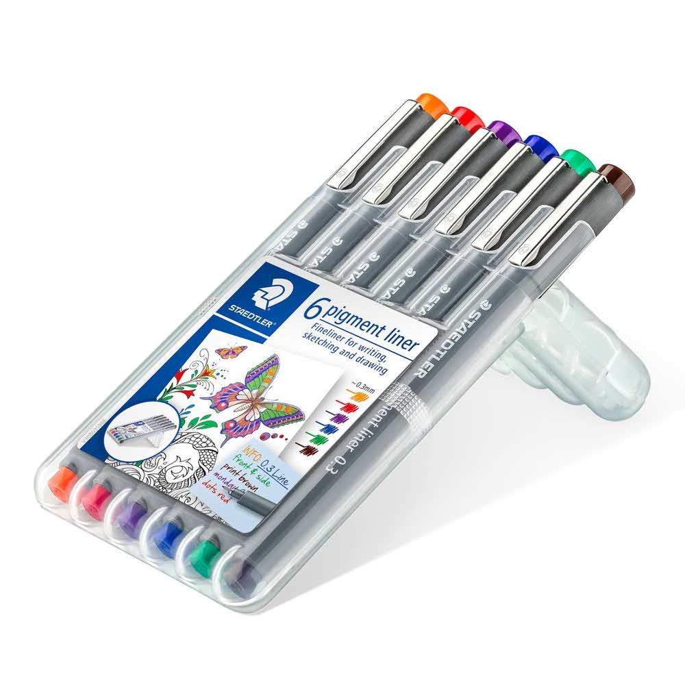 Staedtler, Pisak z atramentem pigmentowym, 0.3 mm, 6 szt., w etui S 30803-SSB6 - obrazek 2