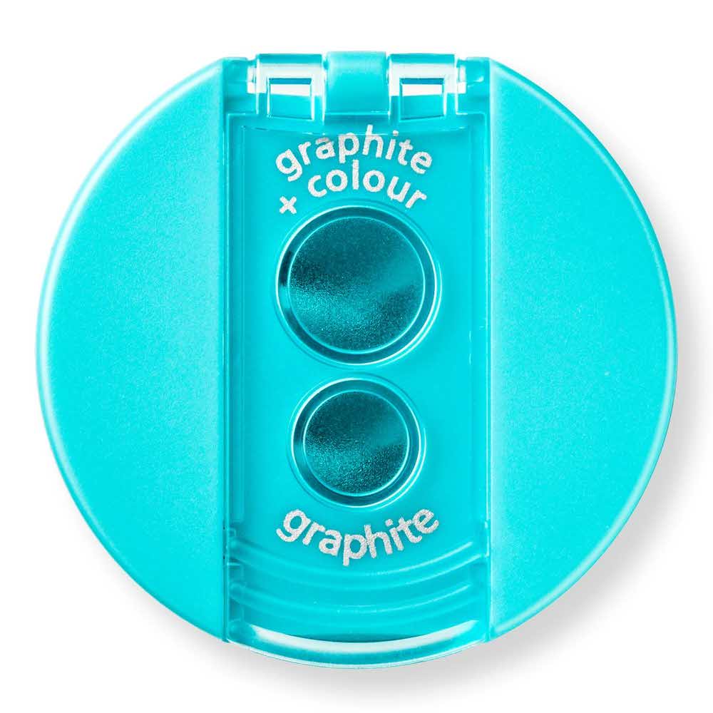 Staedtler, Temperówka z pojemnikiem, cyjan, podwójna S 512 006-37 - obrazek 3