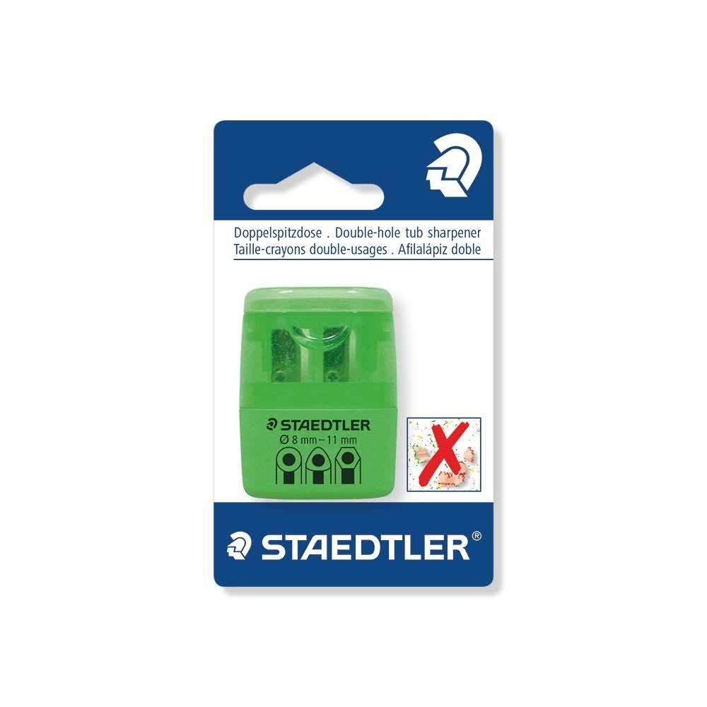 Staedtler, Temperówka z pojemnikiem, zielony neon, podwójna S 512 60F50BK