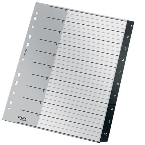 12080000 Przekładki Recycle 1 - 10, A4, PP Leitz czarne