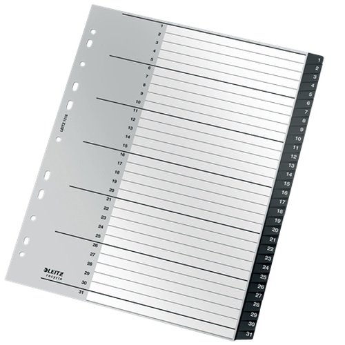 12180000 Przekładki Recycle 1 - 31, A4, PP Leitz czarne